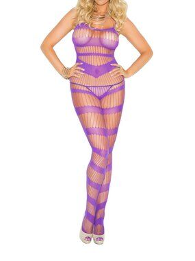 Plus Size Purple Strappy Bodystocking